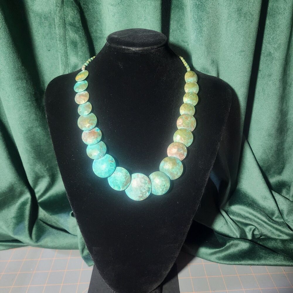 Vintage Southwestern Graduated Patina Copper Beaded Necklace